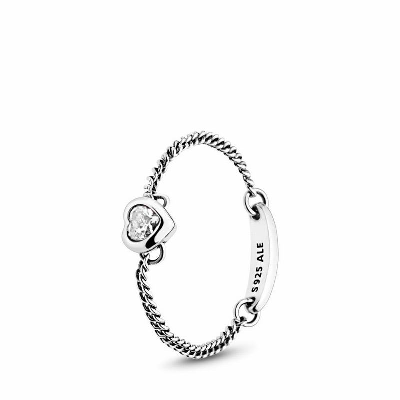 Pandora Spirited Heart Stackable Ring - Sterling Silver/Cubic Zirconia - Canada | UB5369XL